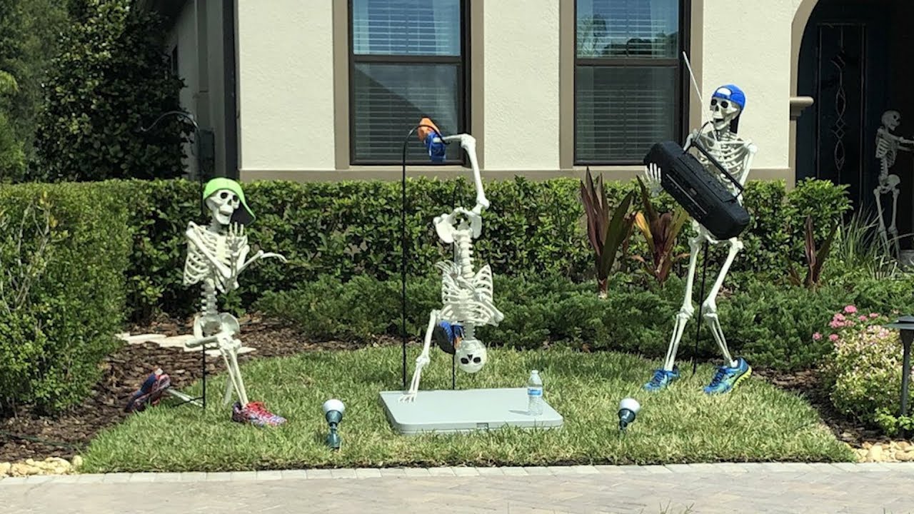 skeleton decorations breakdancing for halloween
