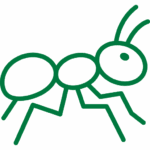 Fairway Lawns fire ant control services icon with an illustrated depiction of an ant