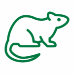 Rodent icon for fairway Lawns winter pest control with an illustration depicting the outline of a rat