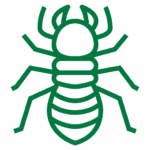 Fairway Lawns termite inspection and extermination services icon with an illustrated depiction of a termite